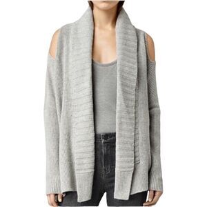 Chelsea28 cold shoulder slouchy open cardigan sweater light gray medium/large